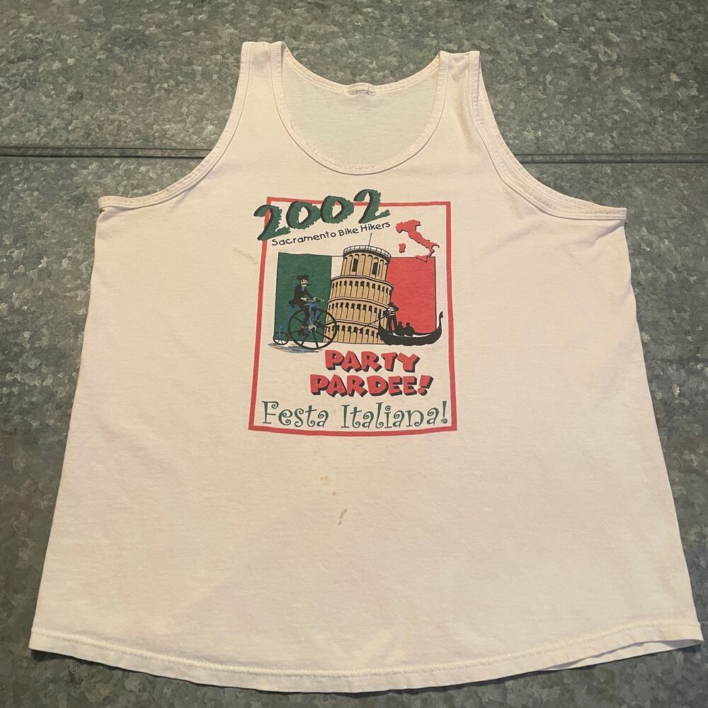 Vintage Y2K Sacramento Bike Hikers Tank Top Shirt L/XL 2002 Festa Italiana Italy